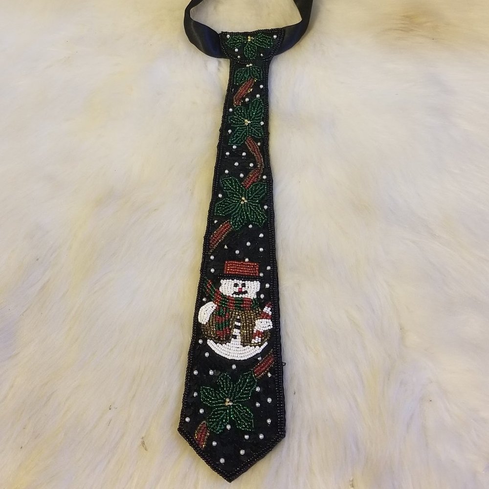 Milor Beaded Embellished Christmas Frosty Tie